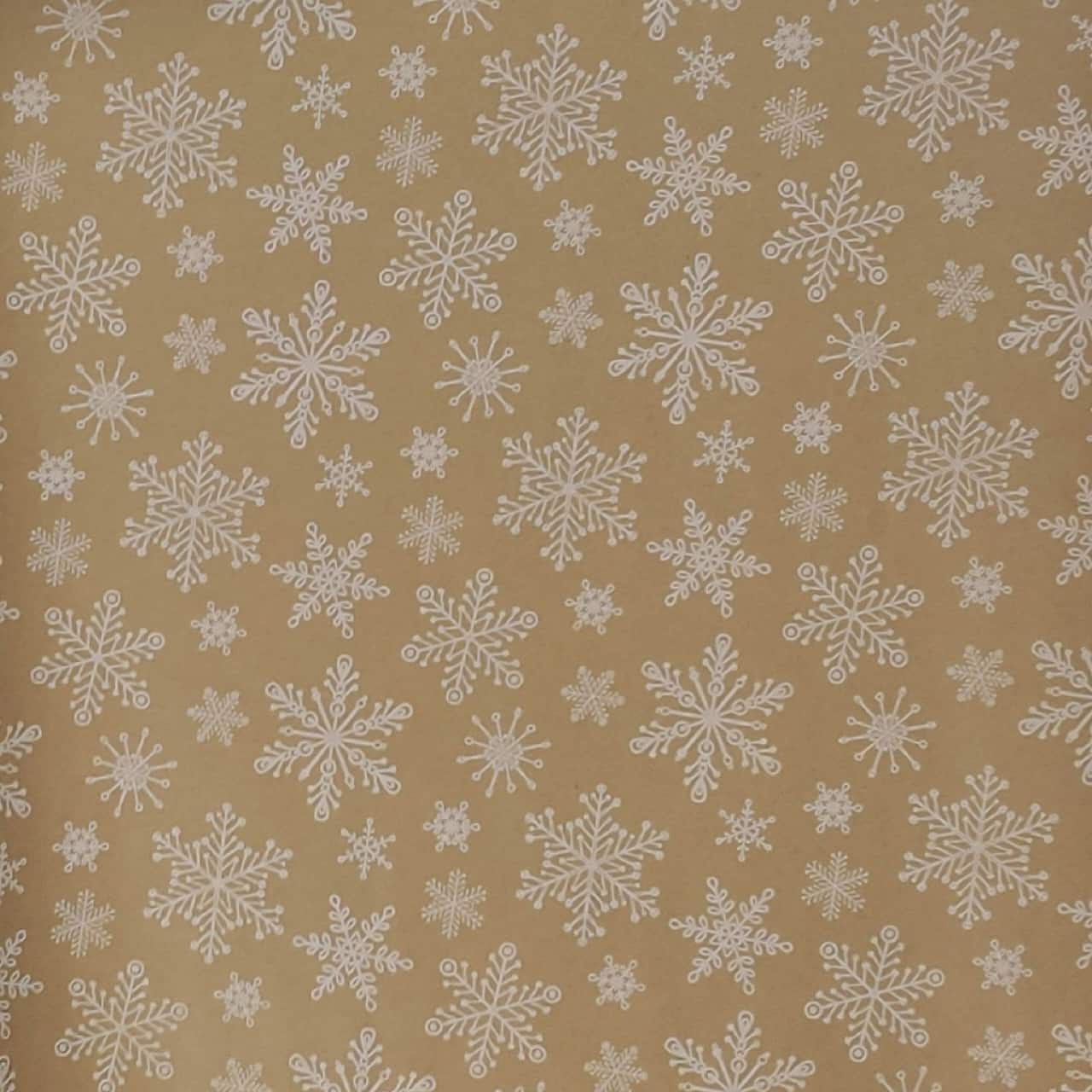 Kraft with White Snowflakes Premium Gift Wrap by Celebrate It™